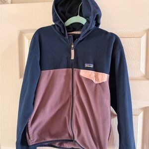 Patagonia Kids' Micro D Snap fleece Hoodie - Blue and purple